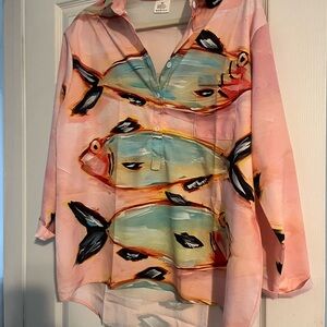 Vibrant Fish Print Women's Blouse
